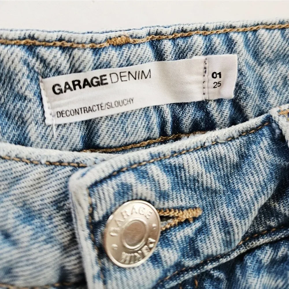 Garage Light Wash Distressed '90s Grunge High Rise Relaxed Fit Cargo Jeans 25